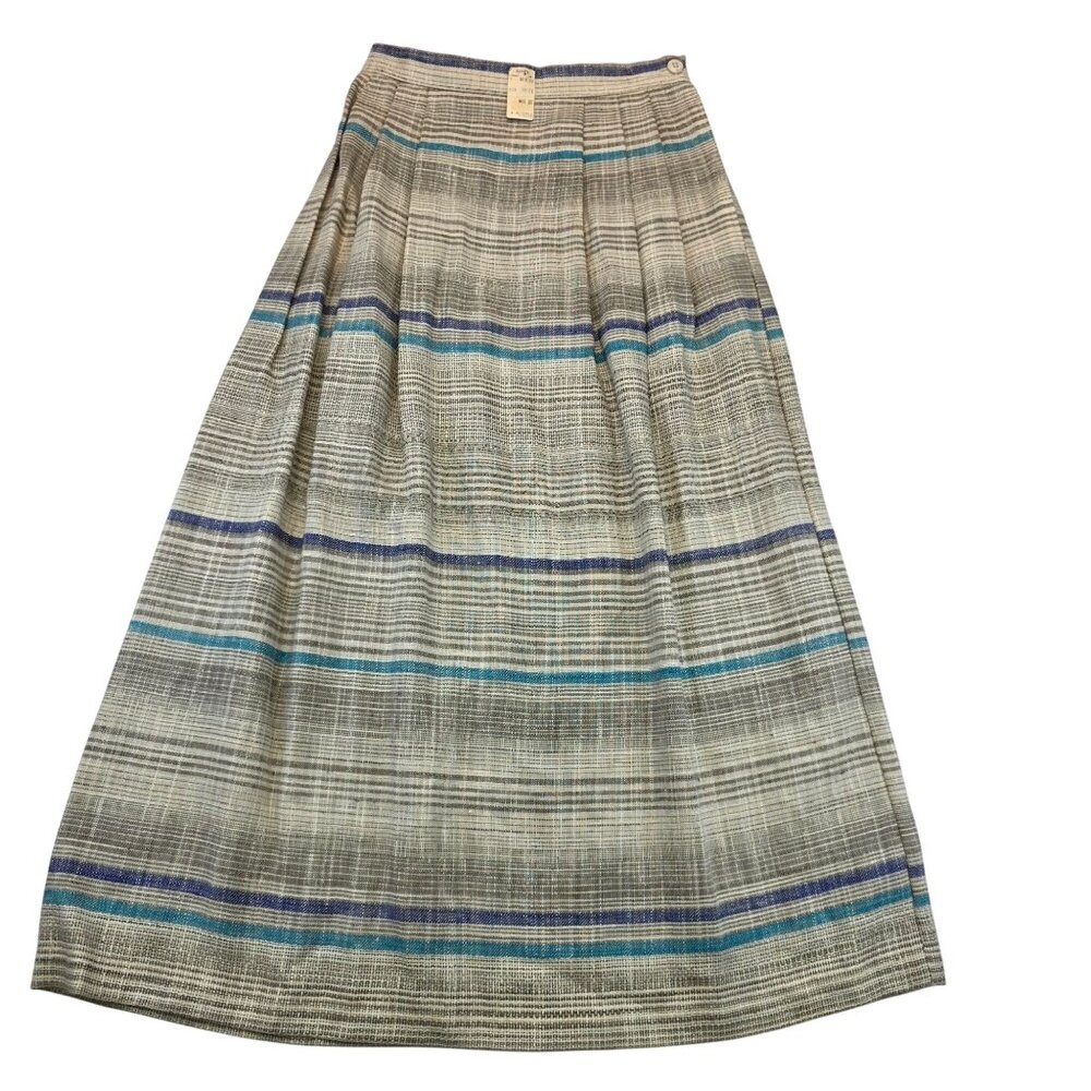 Vintage White Stag Linen Blend Maxi Skirt 8 Grey Country Cabincore Cottagecore